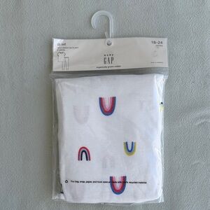 GAP White Pajama Set with Rainbow Accents